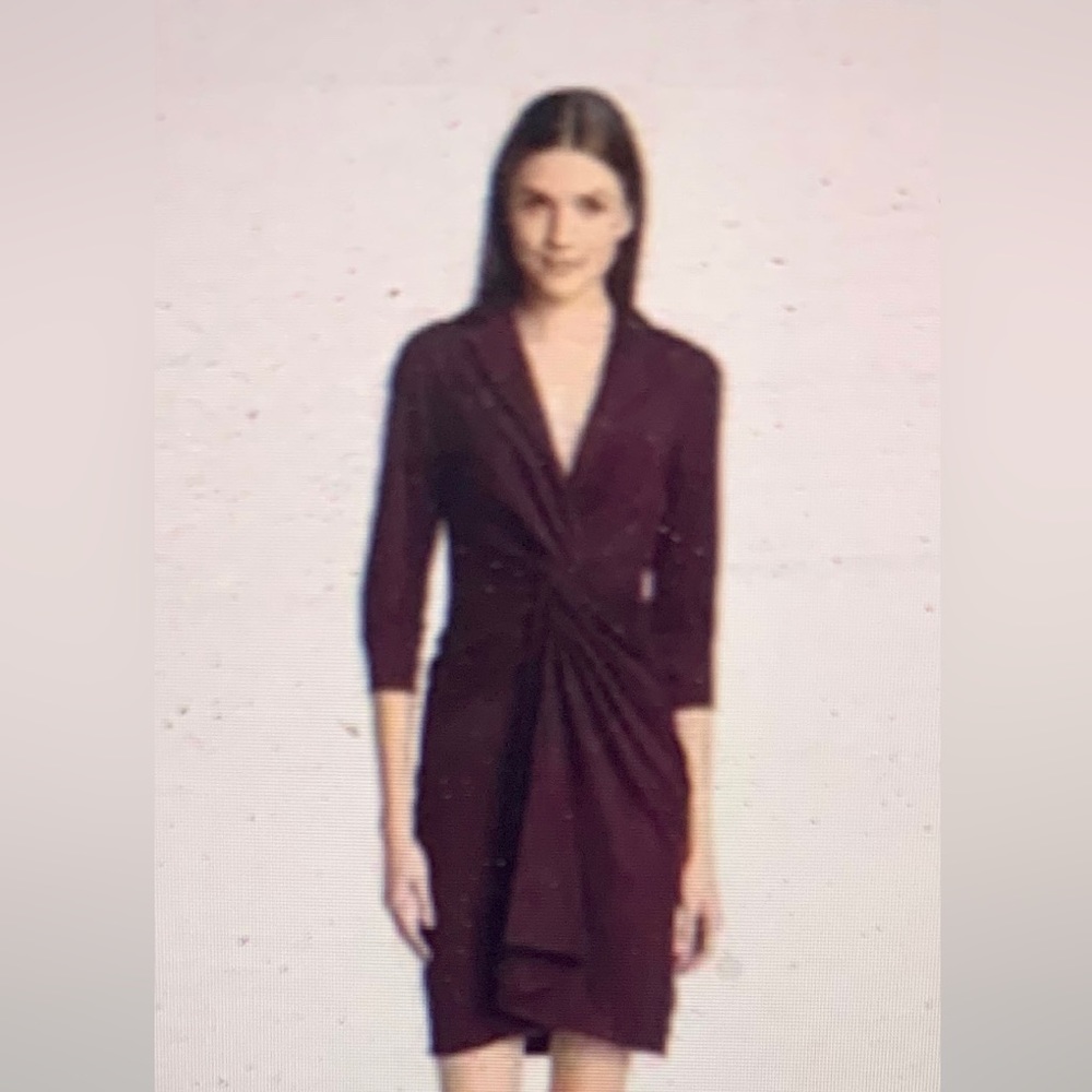 Byron Lars Eggplant Ultra-suede Twist Dress. Size 10